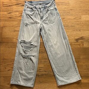 American Eagle Outfitters Light Blue High Rise Baggy Wide Leg